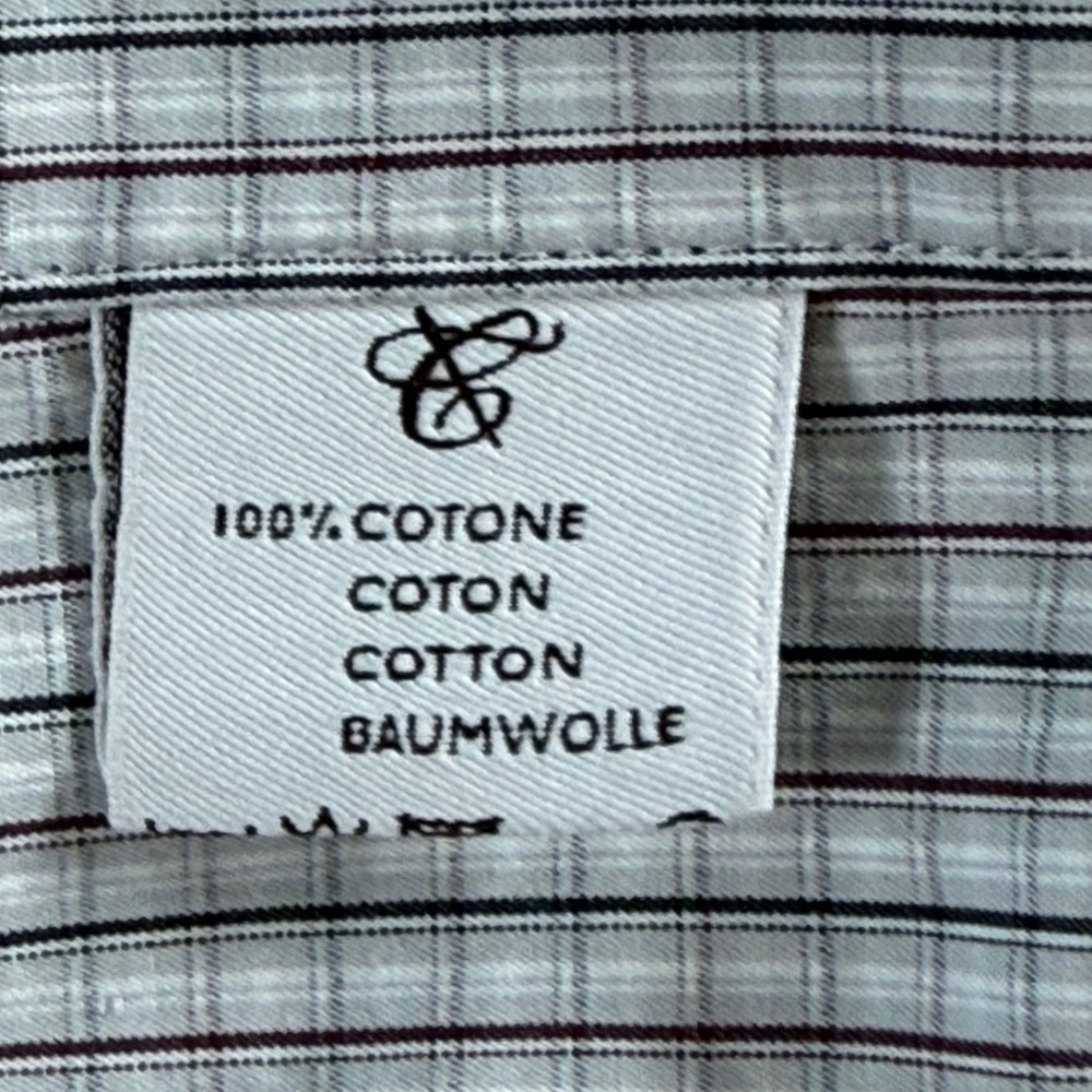 Canali Brushed Button Down Shirt Mens 44-17 1/2 Cream Red Check Business Italy - Picture 10 of 11